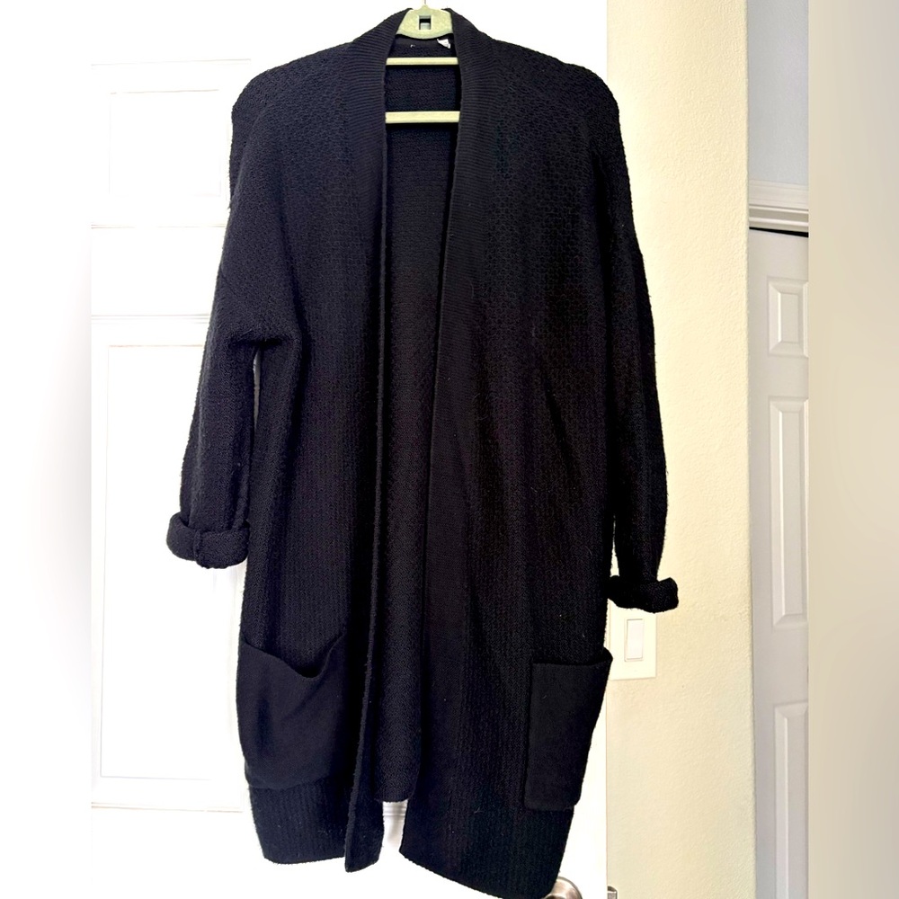 Unknown Brand, Soft Mid-Length Cardigan, Black Knit, XL